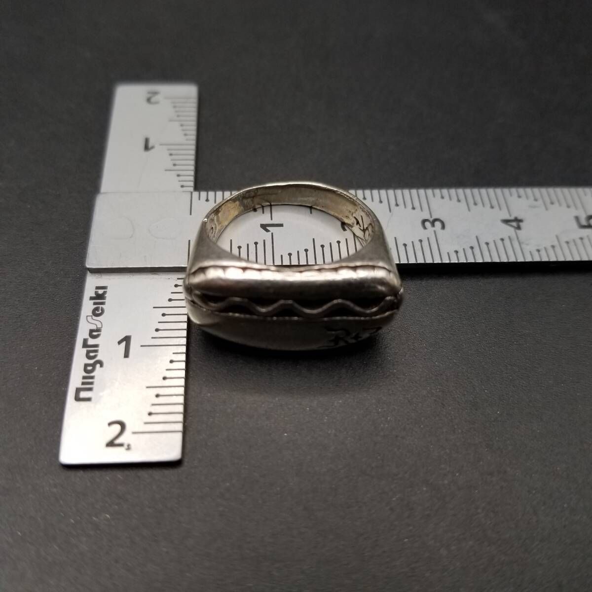  横長 ホットドッグ柄 925 シルバー ヴィンテージ シグネット リング 銀 指輪 個性派ジュエリー Y 24 L リング 指輪 アクセサリー