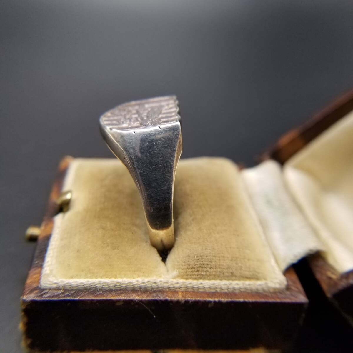 小枝にとまる鳥 紋章調 925 シルバー ヴィンテージ シグネット リング 銀 指輪 レトロ クラシック Y 24 L