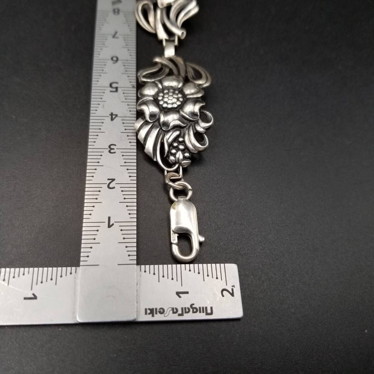フローラル パネルチェーン 925 シルバー ヴィンテージ フラワー 