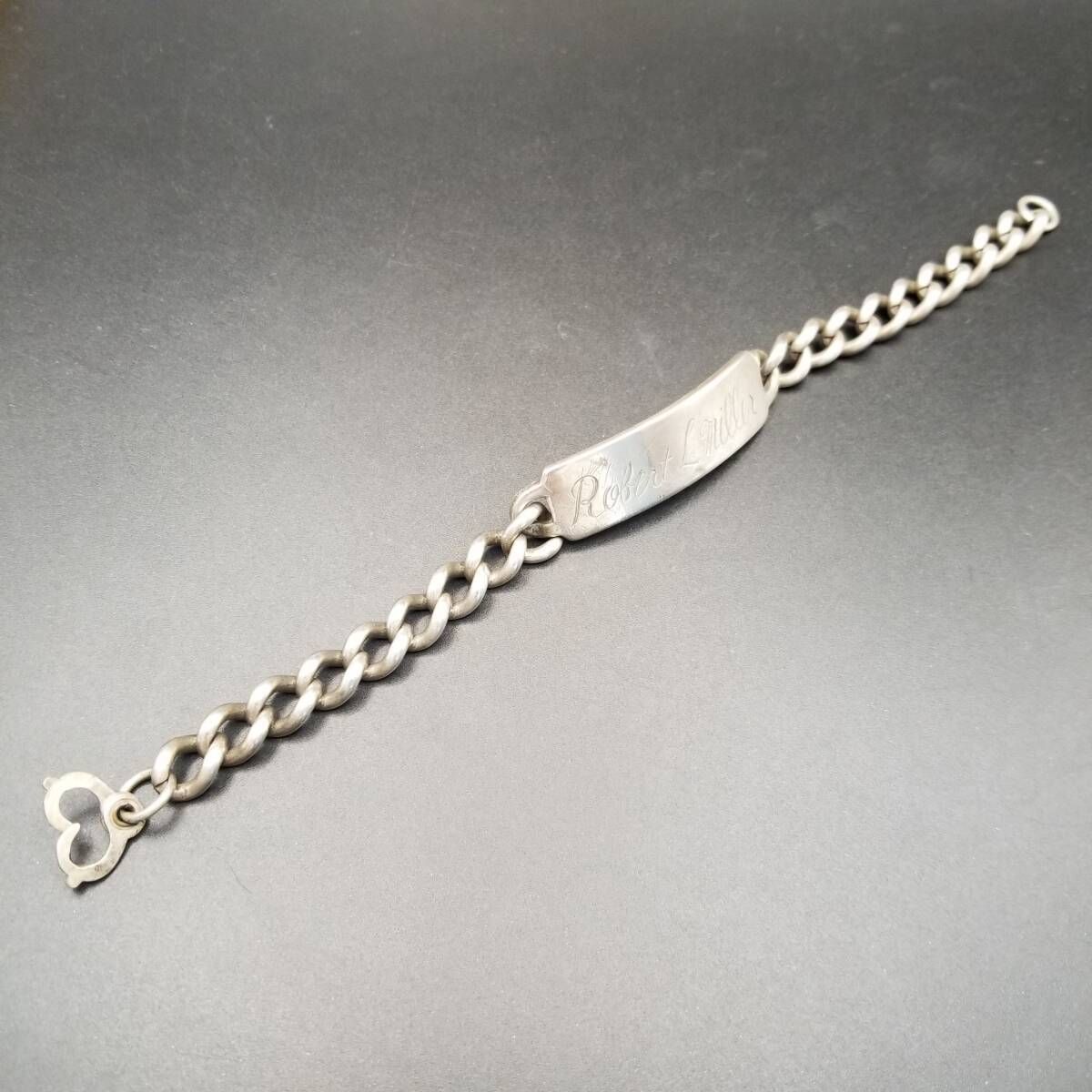  WWII期 KORFF SONS SKS社製 IDタグ 喜平チェーン 925シルバー ヴィンテージ ブレスレット 重厚感 ネーム彫金 Robert L Miller Y 24 J ブレスレット アクセサリー