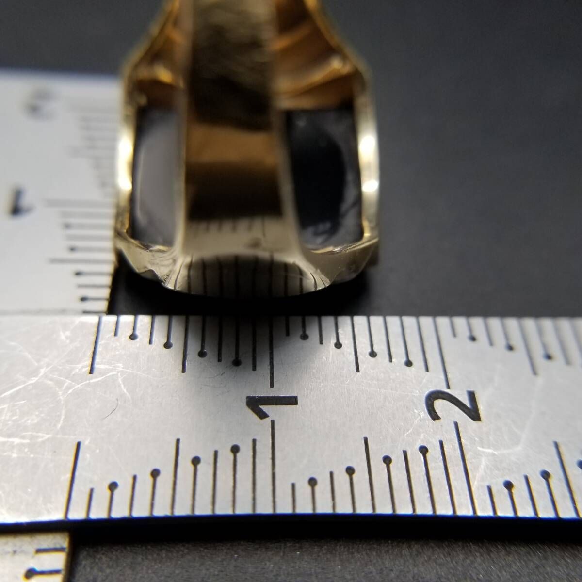  Milwaukee Police バッジ K 10 イエローゴールド ヴィンテージ シグネット リング 指輪 金 オニキス インレイ 大ぶり 重厚感 Y 25 B リング 指輪 アクセサリー