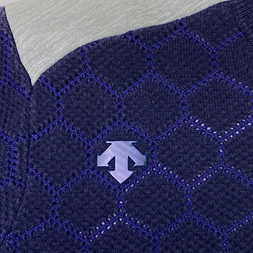 サイズ：M DESCENTE GOLF デサントゴルフ 切替 ニットセーター 総柄