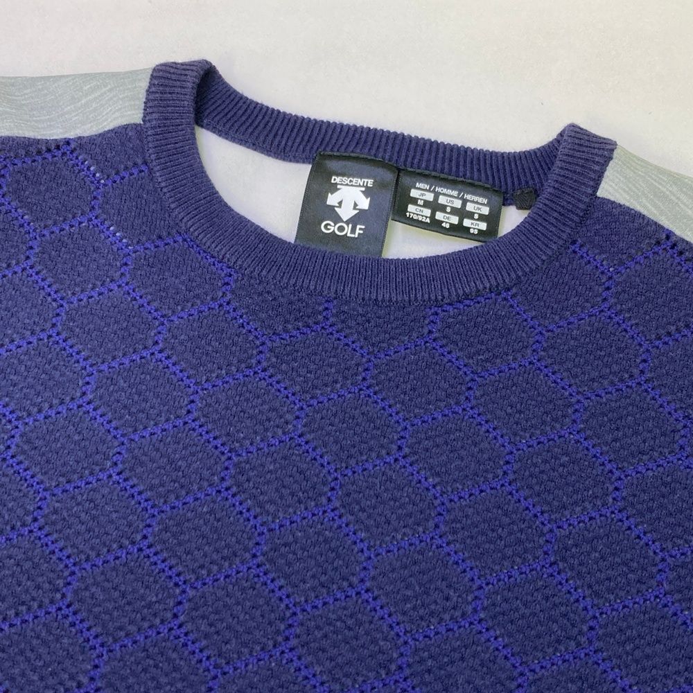 サイズ：M DESCENTE GOLF デサントゴルフ 切替 ニットセーター 総柄