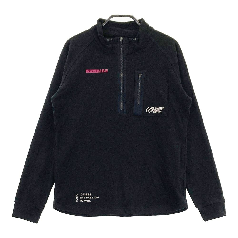 サイズ 1 MASTER BUNNY EDITION マスターバニーエディション モデル 裏微起毛 ハーフジップ 長袖Tシャツ ブラック系 ゴルフウェア レディース ストスト