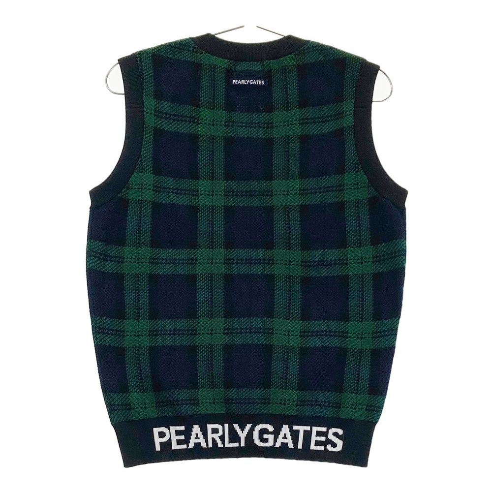 サイズ 1 PEARLY GATES パーリーゲイツ モデル ニットベスト チェック柄 ネイビー系 ゴルフウェア レディース ストスト