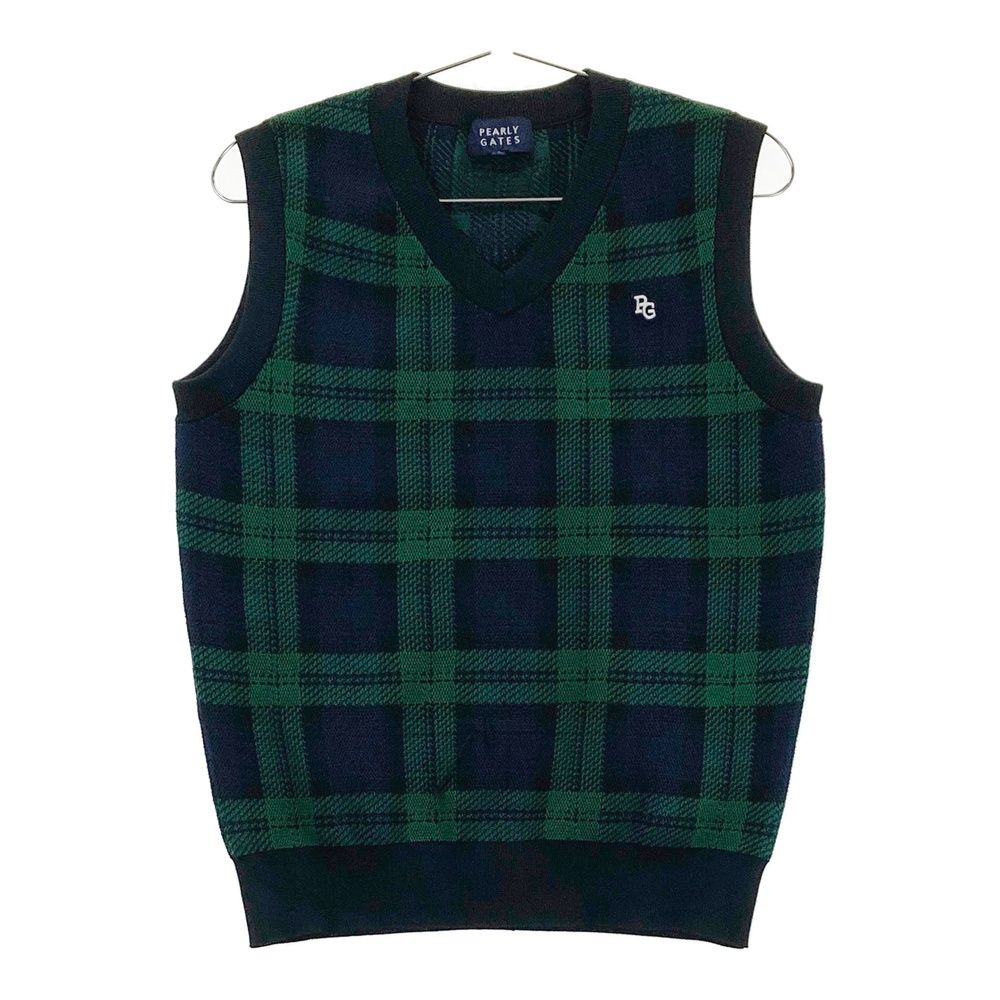 サイズ 1 PEARLY GATES パーリーゲイツ モデル ニットベスト チェック柄 ネイビー系 240101562091 ゴルフウェア レディース ストスト