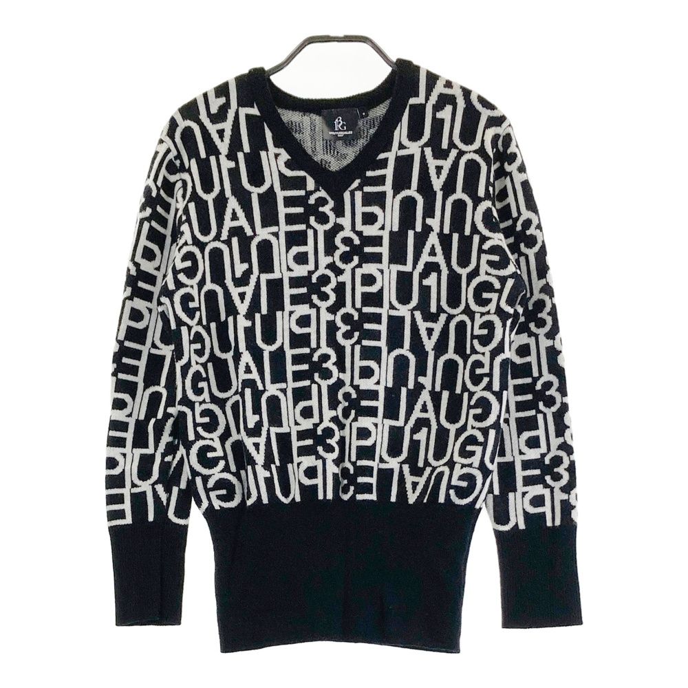 サイズ 2 1PIU1UGUALE3 GOLF GSK018 ウール Vネック ニットセーター ロゴ 総柄 ブラック系 240101562221 ゴルフウェア レディース ストスト