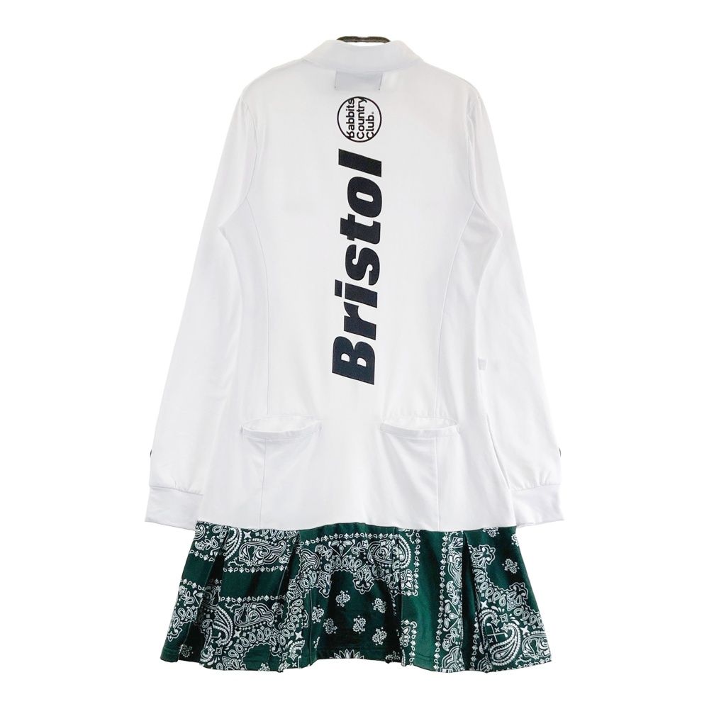 サイズ M FR 2 GOLF エフアールツーゴルフ ×F.C.Real Bristol 裏起毛 長袖ワンピース ペイズリー バンダナ柄 ホワイト系 ゴルフウェア レディース ストスト