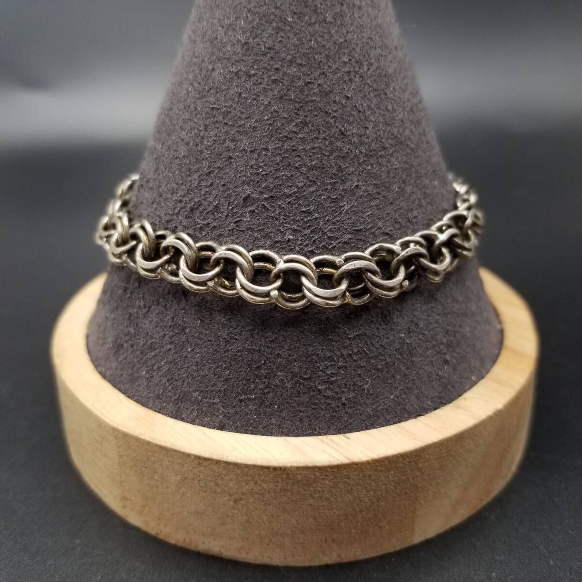 ダブルリンク ラウンドチェーン 925 シルバー ヴィンテージ ブレスレット 銀 シンプル スタイリッシュ 飽きないデザイン Y 25 C