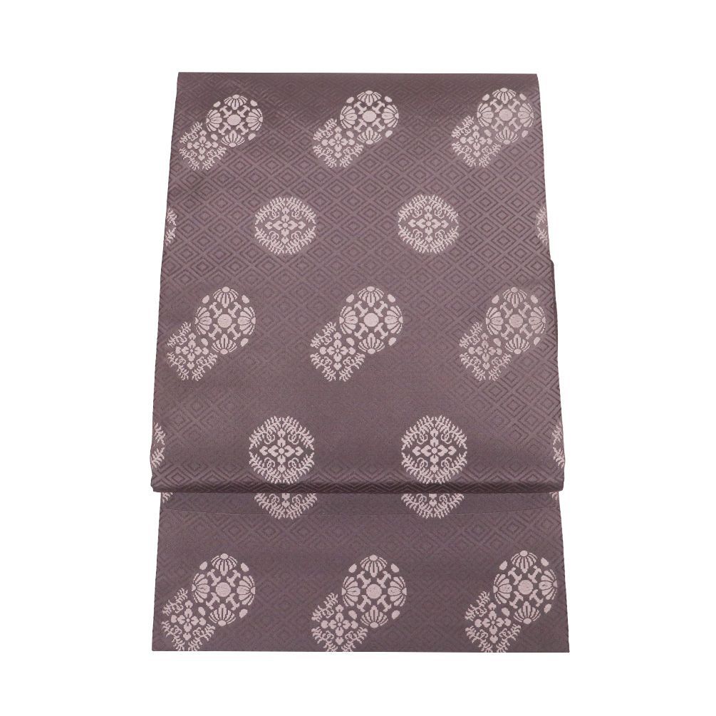 京都西陣 想屋工房謹製 礼装用 九寸名古屋帯 正絹 グレーかかった紫 華文 Lサイズ N 3042 レディース ギフト フォーマル