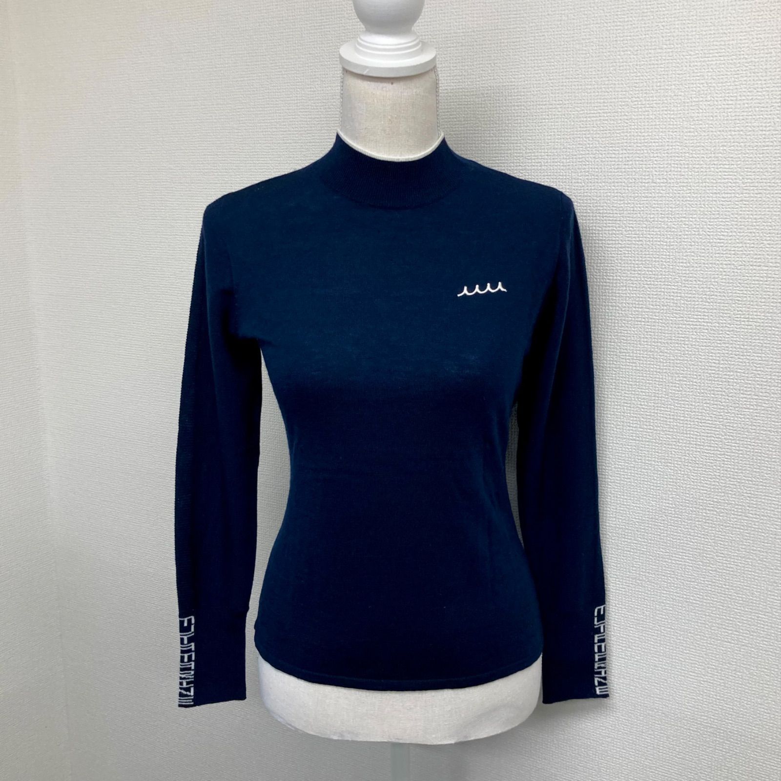 muta MARINE GOLF ムータマリンゴルフ レディース ジャガード モックネックプルオーバー 紺 ネイビー MMSG-23023