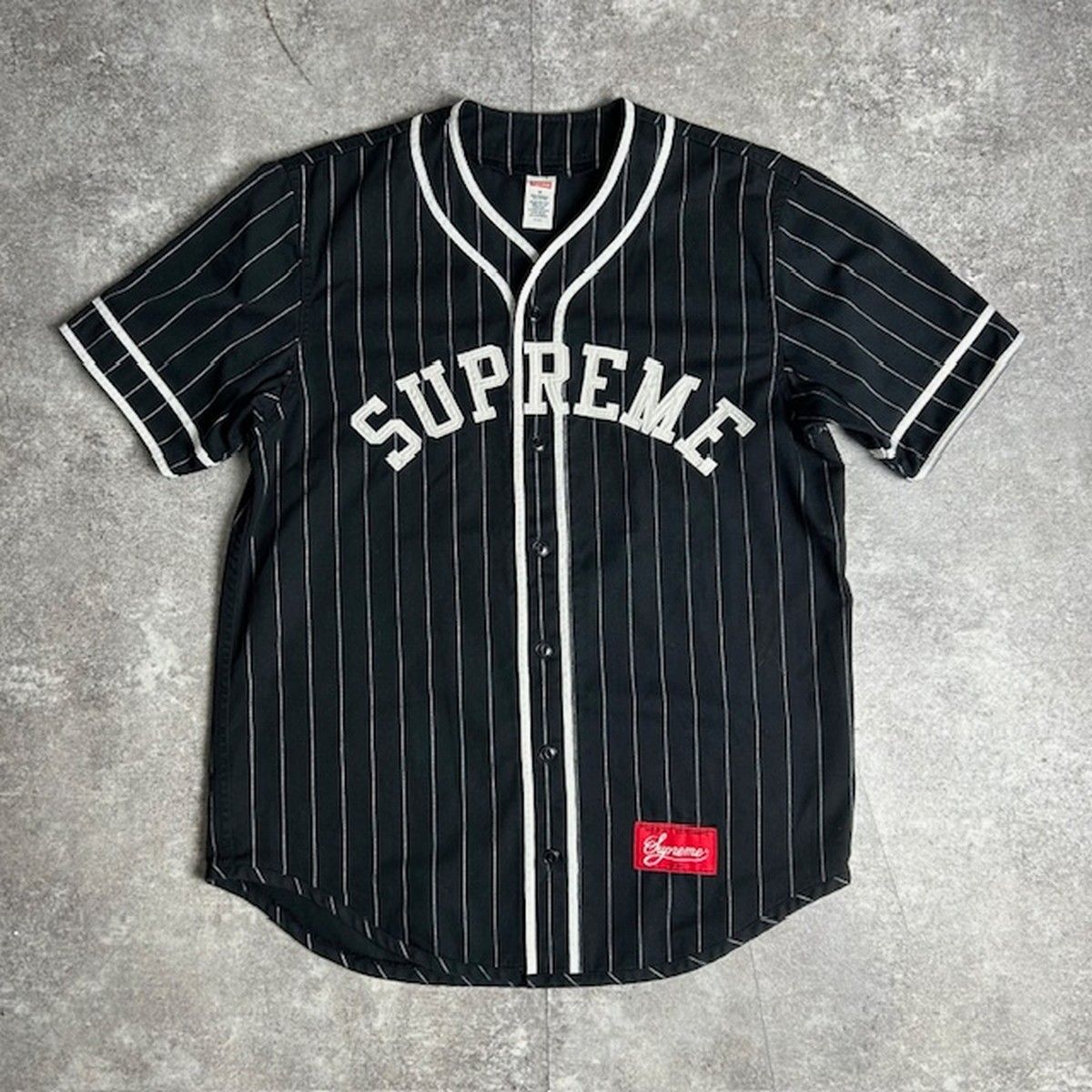 Supreme シュプリーム 12ss ベースボールシャツ 半袖 アーチロゴ刺繍 ブラック TOPS メンズ M