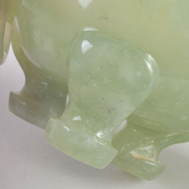 中国 玉石岫玉彫刻 雙耳活環 獅子鈕蓋爐 香炉 唐木台付 C S303 - メルカリ