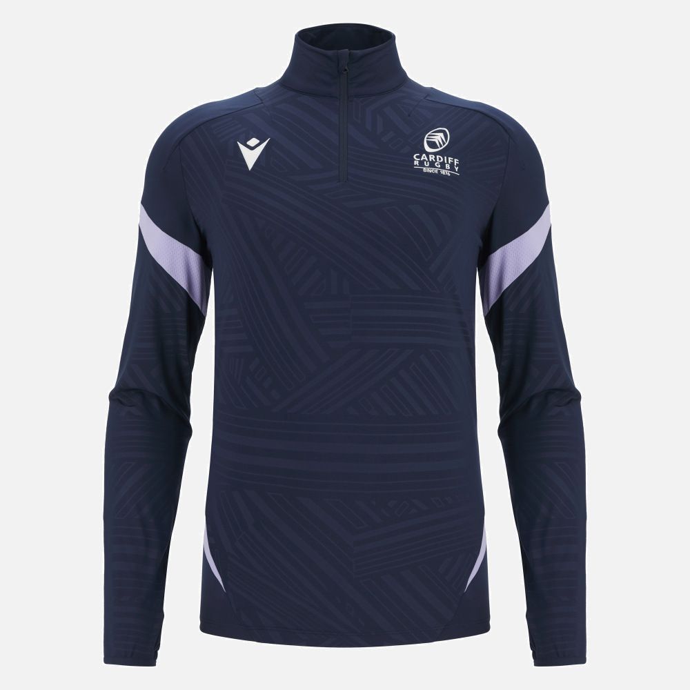 マクロン ラグビー カーディフ 2025 2026 1 4 ジップ トレーニング トップ 紺 ネイビー 公式モデル 日本未発売