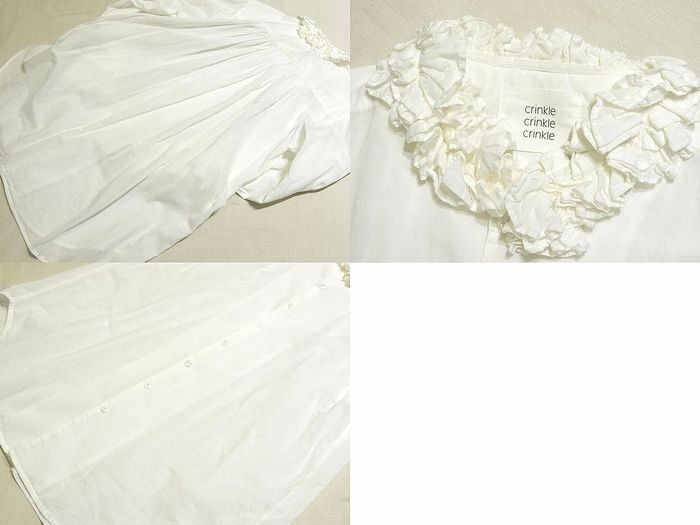 C25 Crinkle クリンクル ブラウス サイズF ホワイト系 フリルシャツ フリルネック フリーサイズ シャツ crinkle 7K
