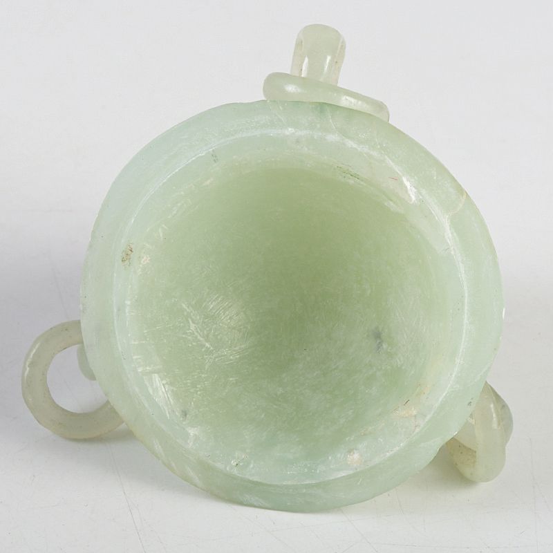 中国 玉石岫玉彫刻 雙耳活環 龍鈕蓋爐 香炉 唐木台付 N S306 - メルカリ