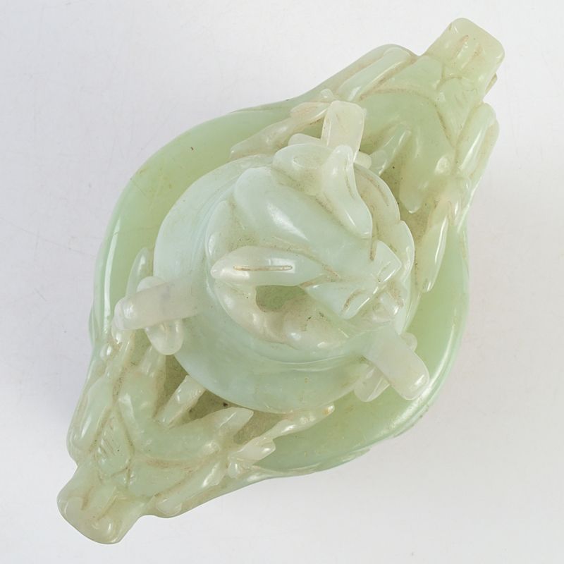 青玉雕活環蓋炉 中国 古美術 青玉雕活環蓋炉 中国 古美術