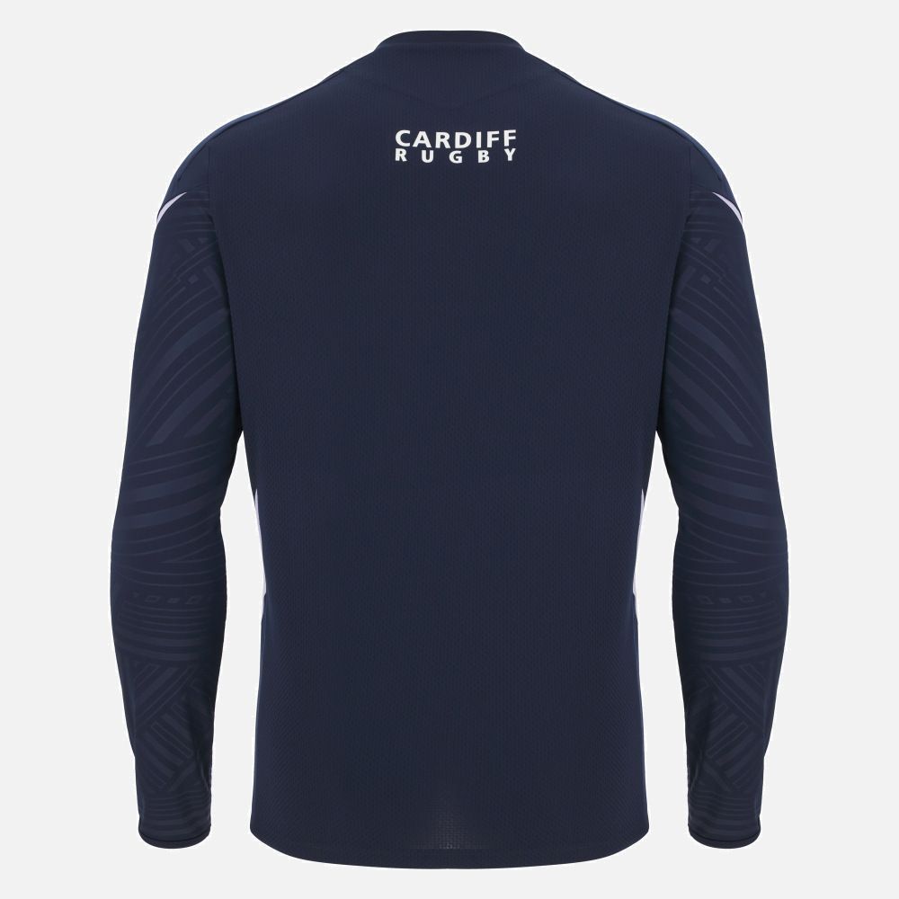 マクロン ラグビー カーディフ 2025 2026 長袖 トレーニング Tシャツ 紺 ネイビー モデル 日本未発売