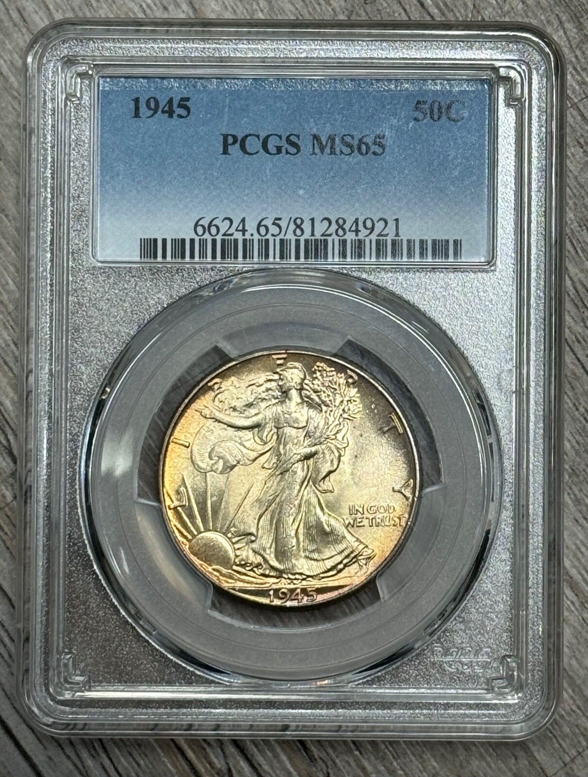 1945年 P ウォーキング・リバティ シルバー ハーフドル PCGS MS 65