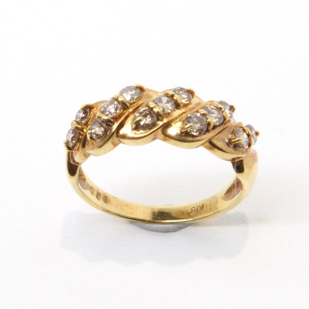 ダイヤ付きリング 指輪 K 18 刻印あり D 0.50 ct 3.0 g 10.5号 ゴールド ダイヤモンド レディース