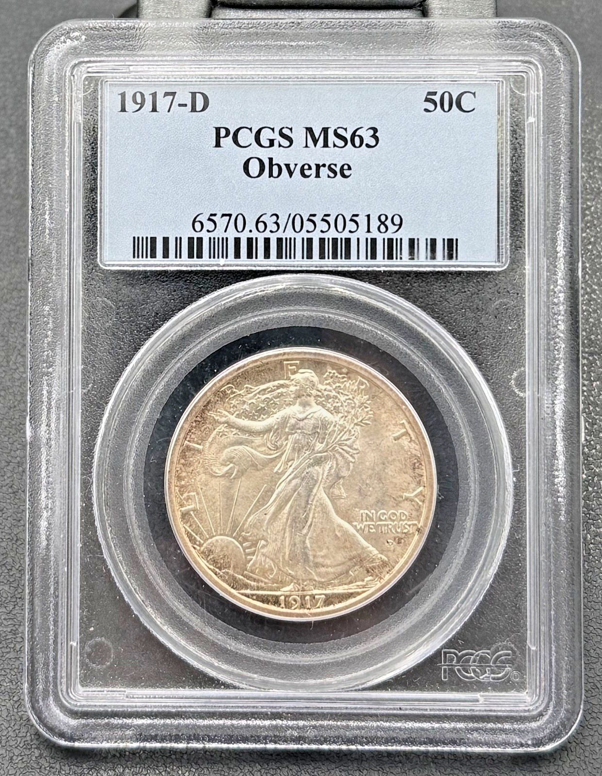 1917年 D 表面 50セント ウォーキング・リバティ ハーフダラー PCGS MS
