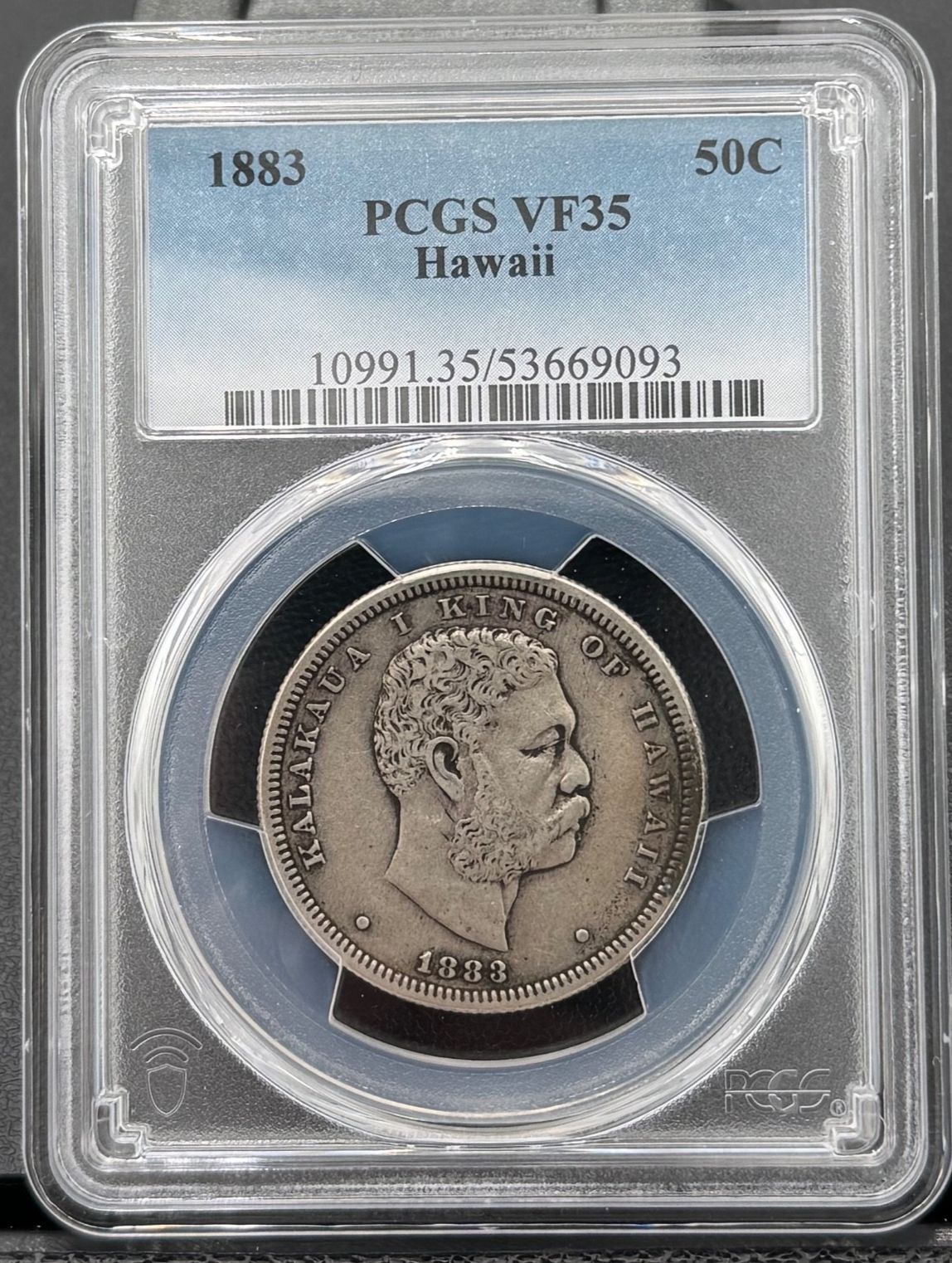 1883年ハワイ王国銀貨ハーフドル、ハワイアンカラカウアI、PCGS VF 35