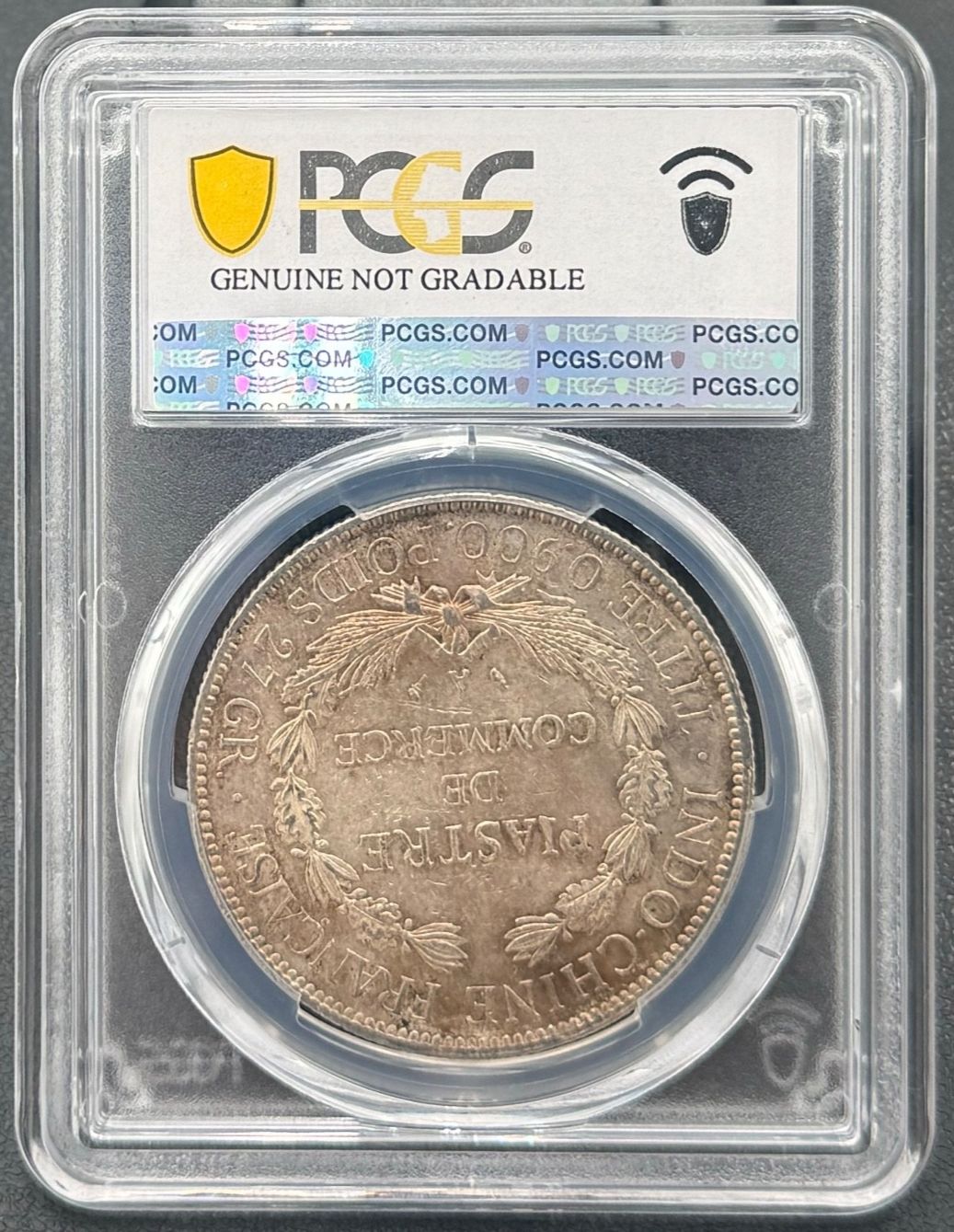 1903年 フランス領インドシナ 銀貨 1ピアストル 27グラム PCGS AU、Lec