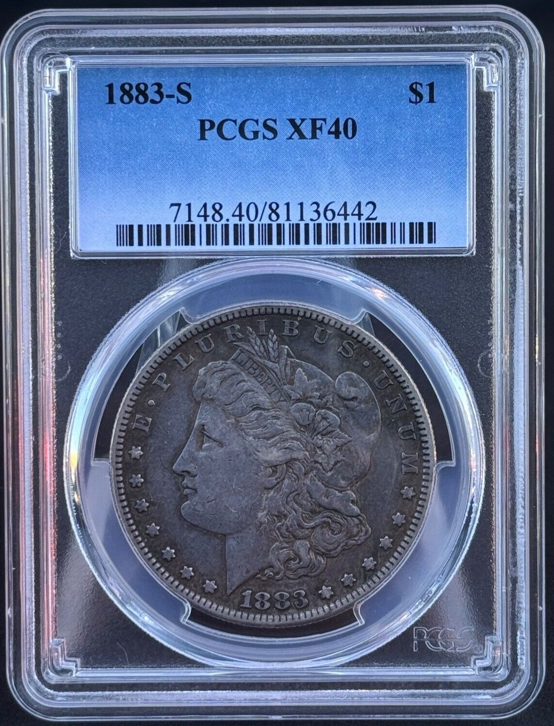 1箱❣️金粒か銀粒2400粒　最安値 1883年 S モルガン銀貨 $1 PCGS XF 40、ナイスセミキーデート - メルカリ