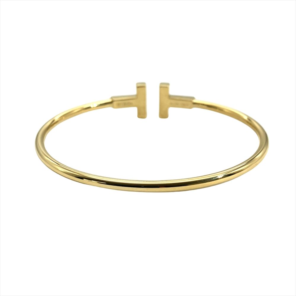 ティファニー Tiffany-Co. T ワイヤー ブラックオニキス ブレスレット K 18 YG 8.0 g バングル イエローゴールド レディース