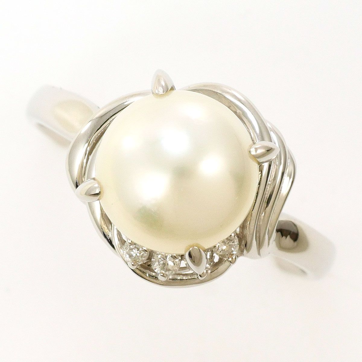 PT900 プラチナ リング 指輪 16号 パール 真珠 ダイヤモンド 0.06ct 総重量約5.5g