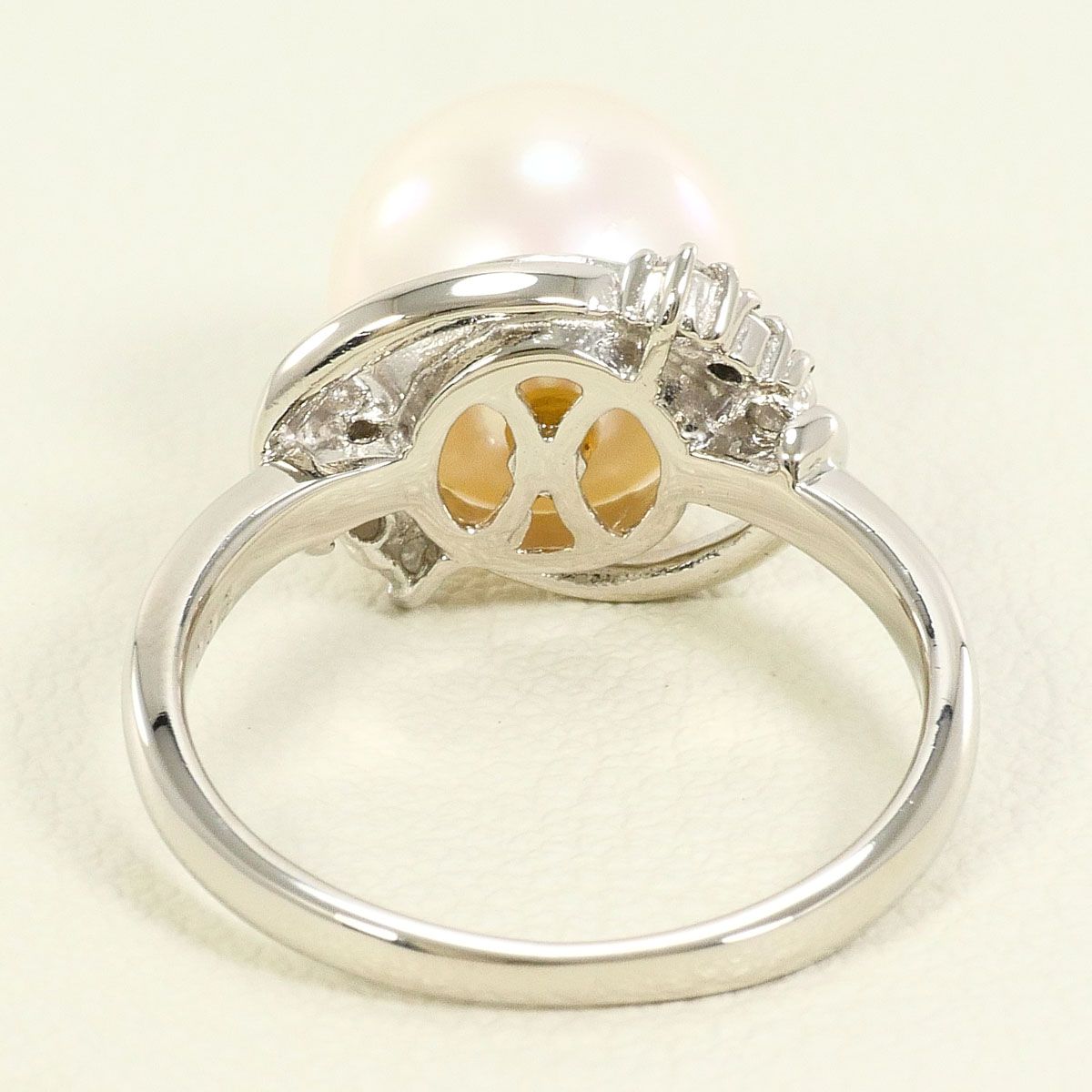 PT900/プラチナ リング・指輪 8号 パール（真珠） ダイヤモンド 0.08ct