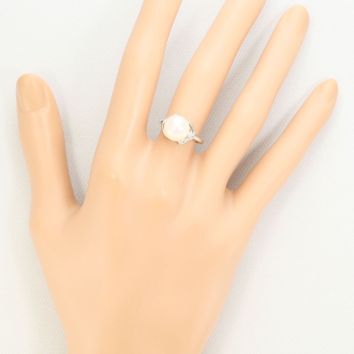 PT900/プラチナ リング・指輪 8号 パール（真珠） ダイヤモンド 0.08ct