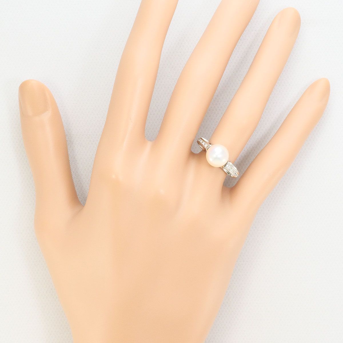 PT900/プラチナ リング・指輪 7号 パール（真珠） ダイヤモンド 0.25ct