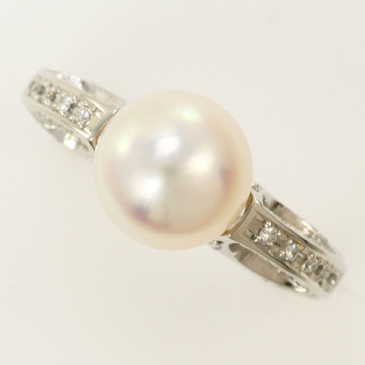 PT900 プラチナ リング 指輪 7号 パール 真珠 ダイヤモンド 0.25ct 総重量約6.4g