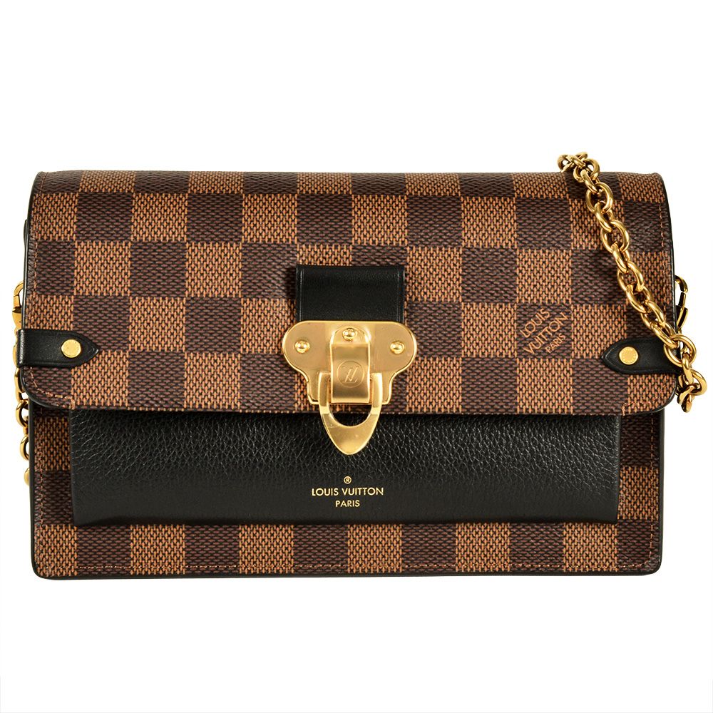 ルイヴィトン LOUIS VUITTON ポルトフォイユ ヴァヴァン チェーンウォレット ダミエ エベヌ N60221 ブラウン ゴールド金具 UB3250 ショルダーバッグ
