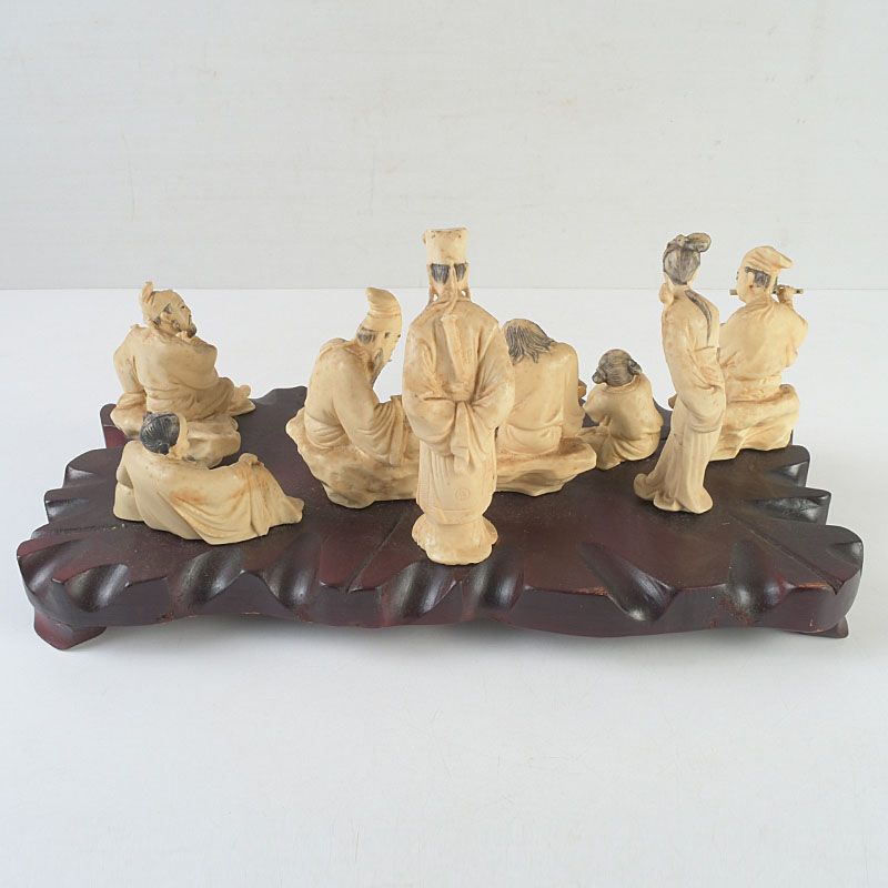 中国 樹脂製 人物彫刻 床飾 置物 唐木台付 C S313 - メルカリ