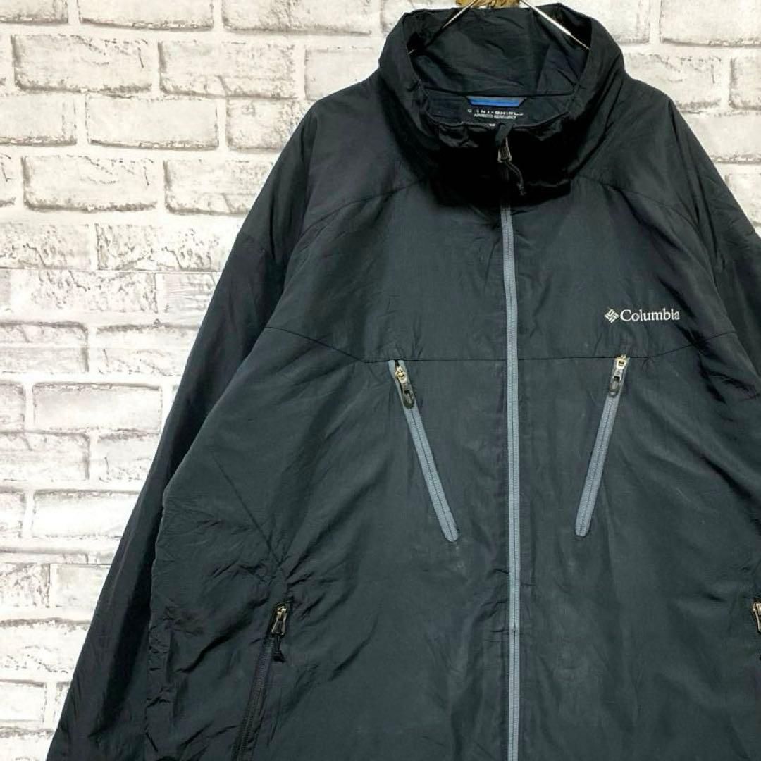 コロンビア マウンテンパーカー中綿ブラック2XL ロゴ刺繍アウトドア 