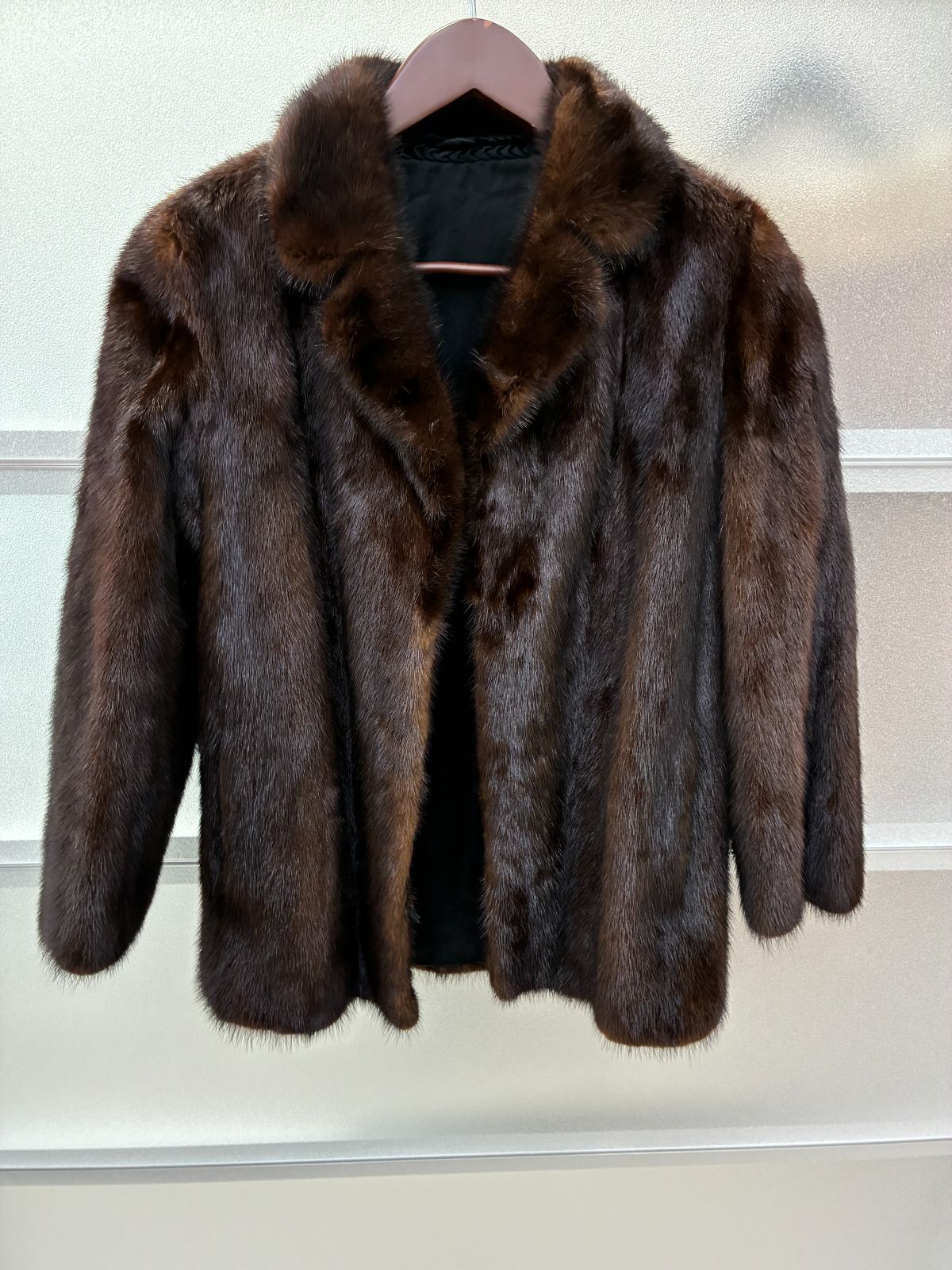 最高級毛皮 SAFURON サフロン ミンク 毛皮 コート　ダークブラウン N【ヴィンテージ】SAFURON サフロン ハーフコート リアルファー 毛皮