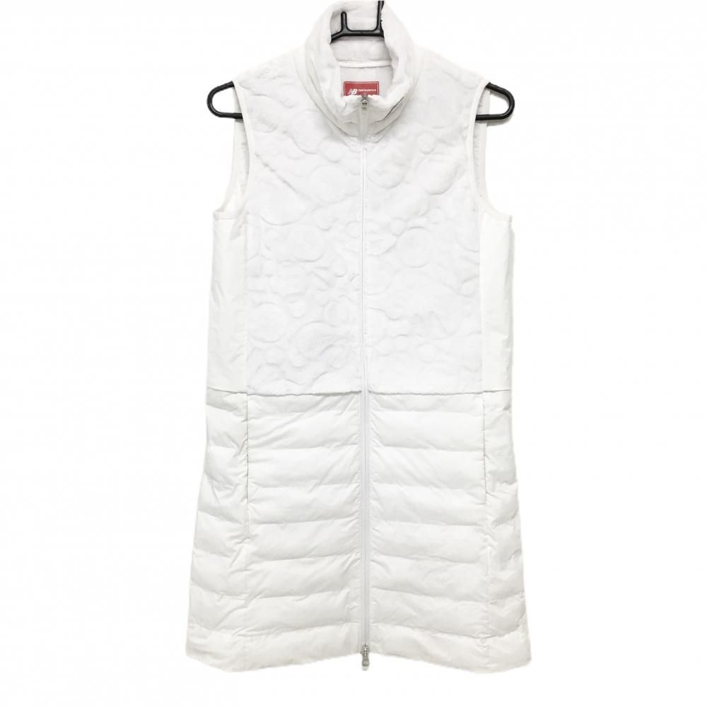 超 ニュー ンスゴルフ 中綿ノースリーブワンピース 白 上部ボア レディース 0 S ゴルフウェア Balance