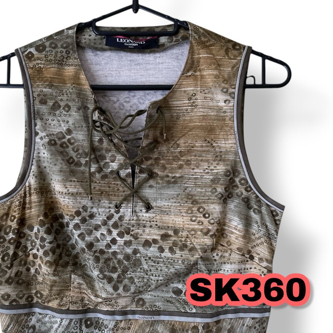 LEONARD FASHION レオナールファッション レースアップクロップベスト マルチ 色 Ｍサイズ レディーストップス 管理SK 360