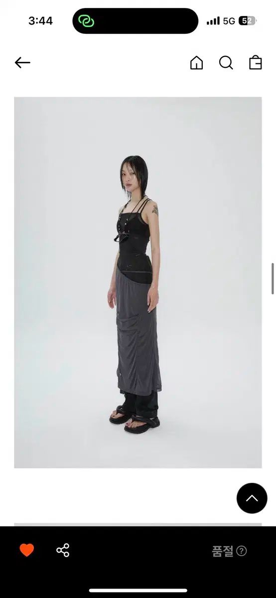 オホス Layered Mesh Strap Skirt Black