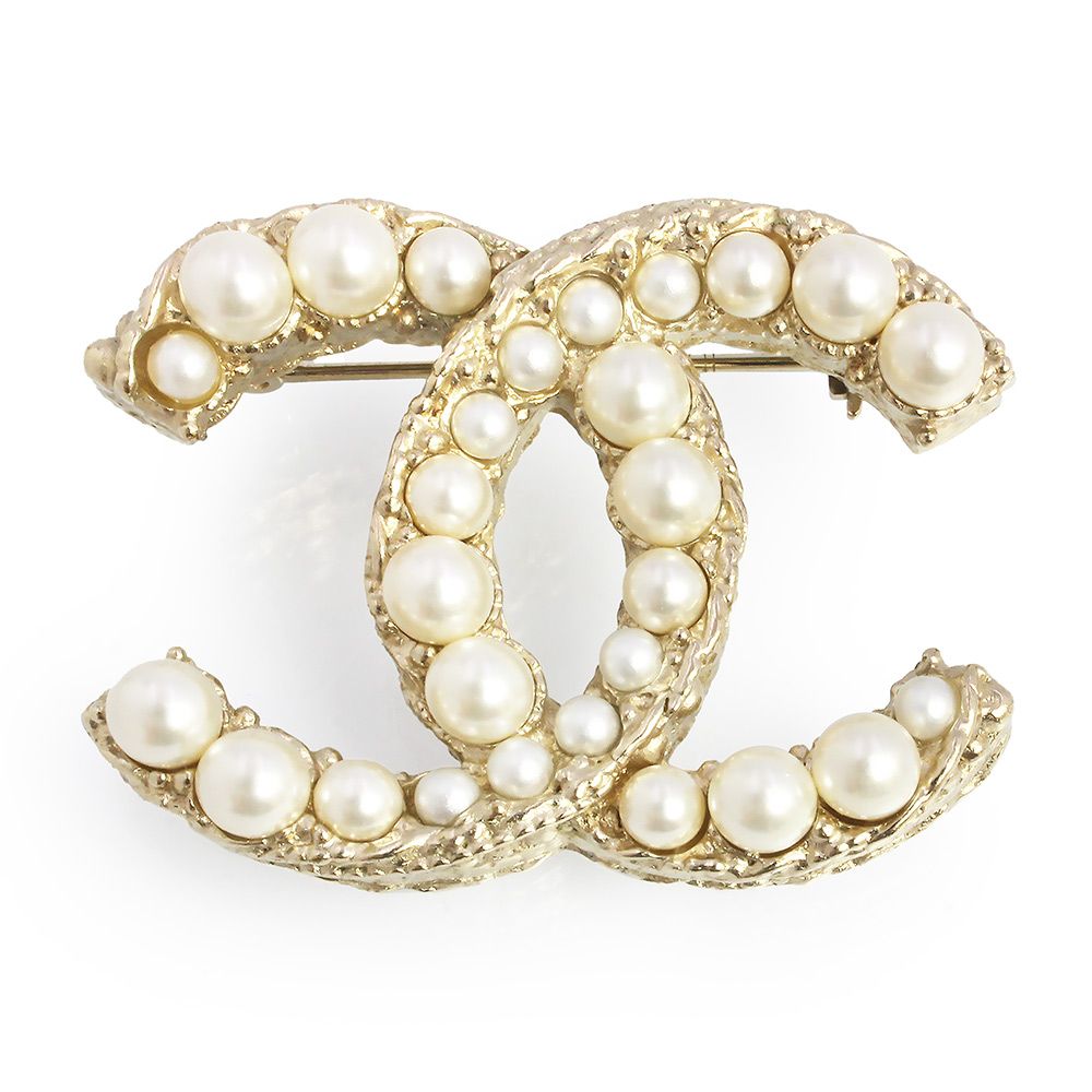 シャネル ココマーク パール ブローチ シャンパンゴールド CHANEL