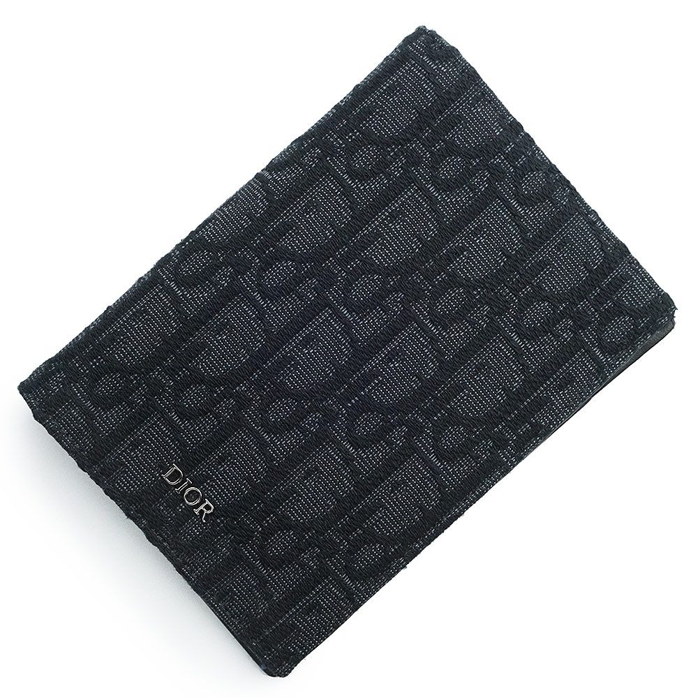 クリスチャンディオール パスポートカバー パスポートケース ディオール オブリーク ジャカード カーフスキン レザー ブラック シルバー金具 2ESPH016YSE Christian Dior