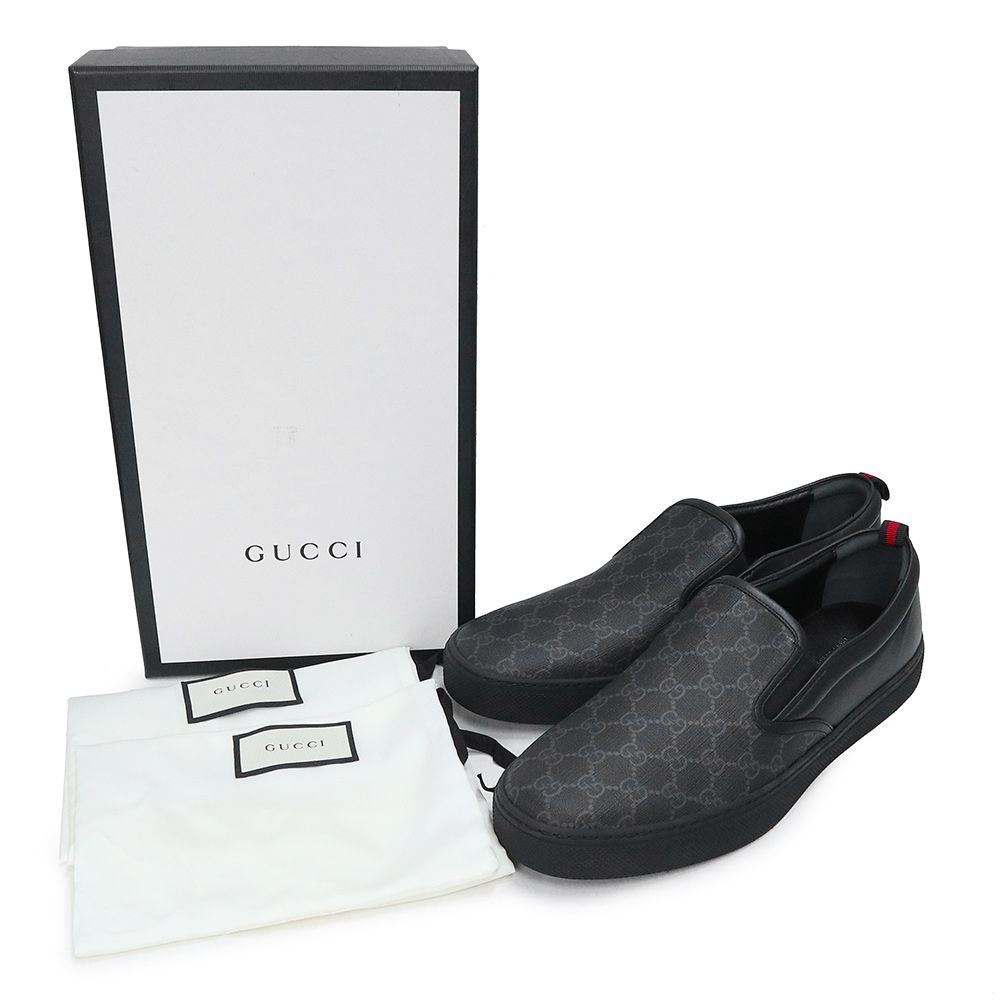 グッチ スリッポン スニーカー シューズ 靴 15 34cm GGスプリームキャンバス ブラック 407362 GUCCI