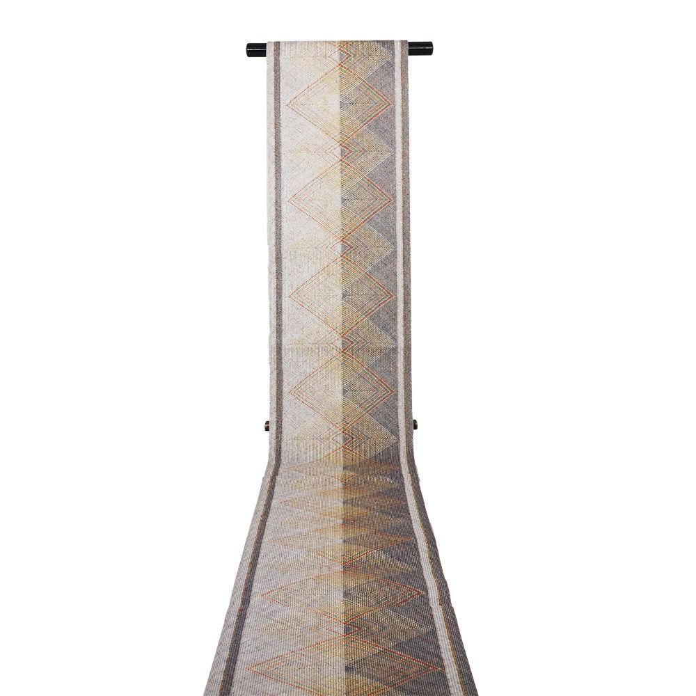  滋賀喜 訪問着用 袋帯 正絹 紫 グレー 金 銀 グリーン 赤 菱文織 全通 ロングサイズ F 8421 レディース ギフト セミフォーマル 送 袋帯 帯