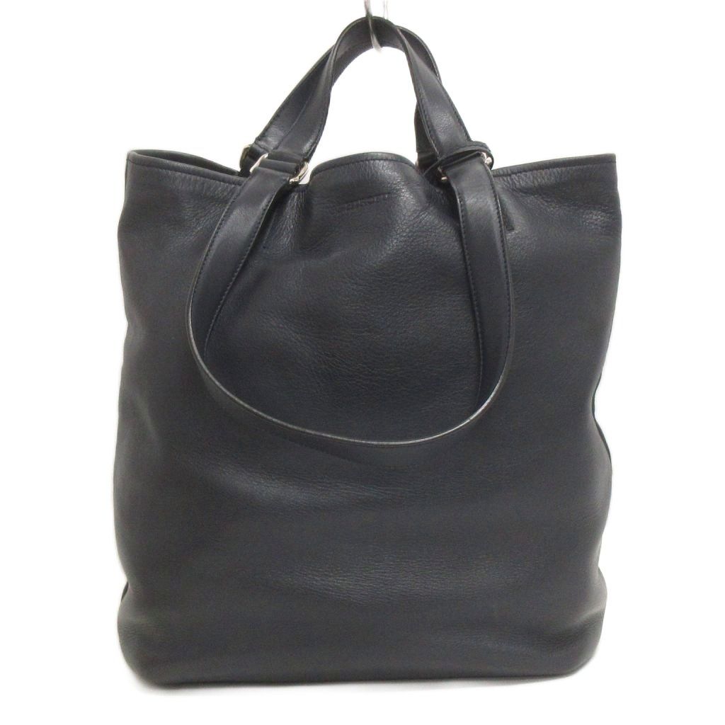 ヒロフ HIROFU トートバッグ ハンド 肩がけ レザー 紺 ネイビー 鞄