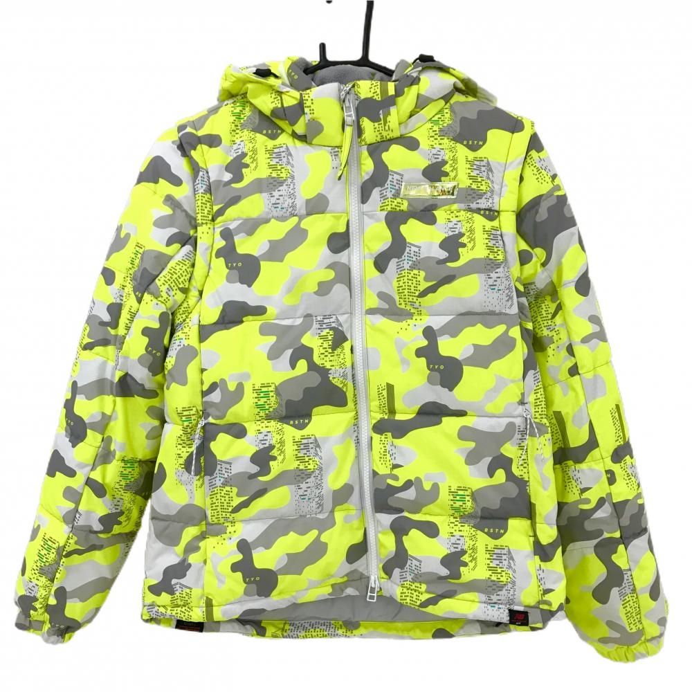 ニューバランスゴルフ 4WAY中綿ジャケット グレー×イエロー カモフラ柄 迷彩 袖 フード着脱可 レディース 1 M ゴルフウェア New Balance