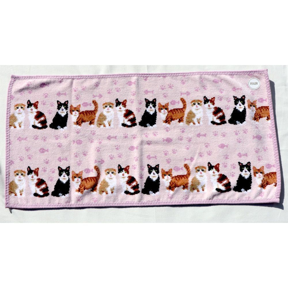 フェイラー タオル 定価11 000円 ハンドタオル マイキュートキトゥン 猫 パープル