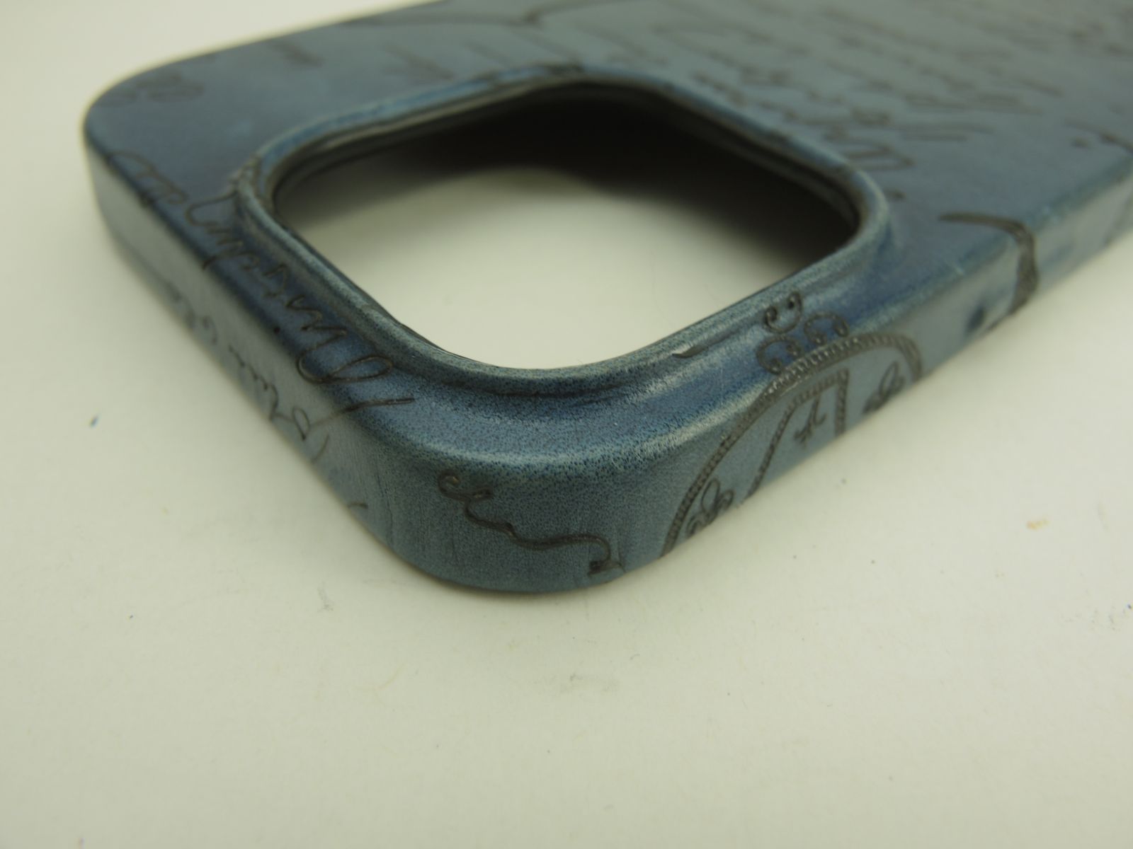 ベルルッティ iphone14Proケース カリグラフィ レザー青 iphone14pro