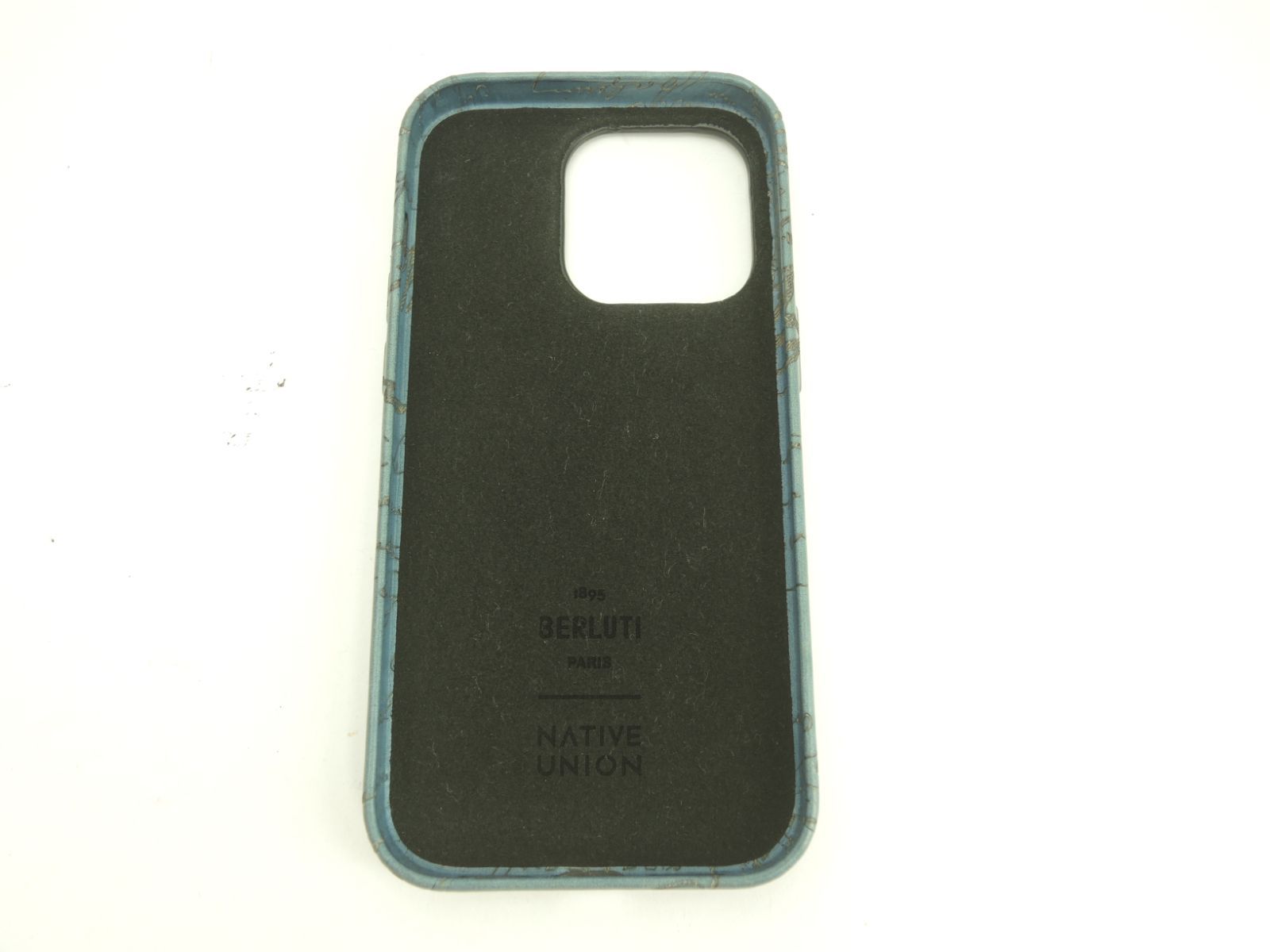ベルルッティ iphone14Proケース カリグラフィ レザー青 iphone14pro